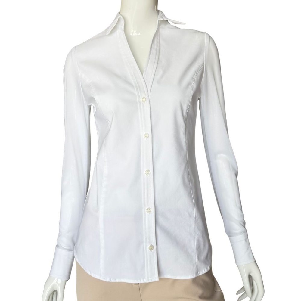 Anatomie Beth Button-Down Shirt With Sheer Sleeves & Two Button Cuff Size S NWT - Picture 5 of 5